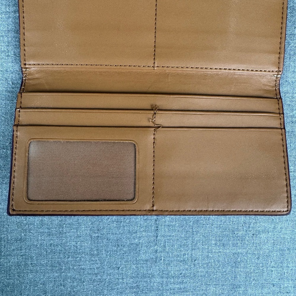 Fossil Emerson Flap Wallet Women's Leather Brown Burgundy Black - Picture 11 of 13